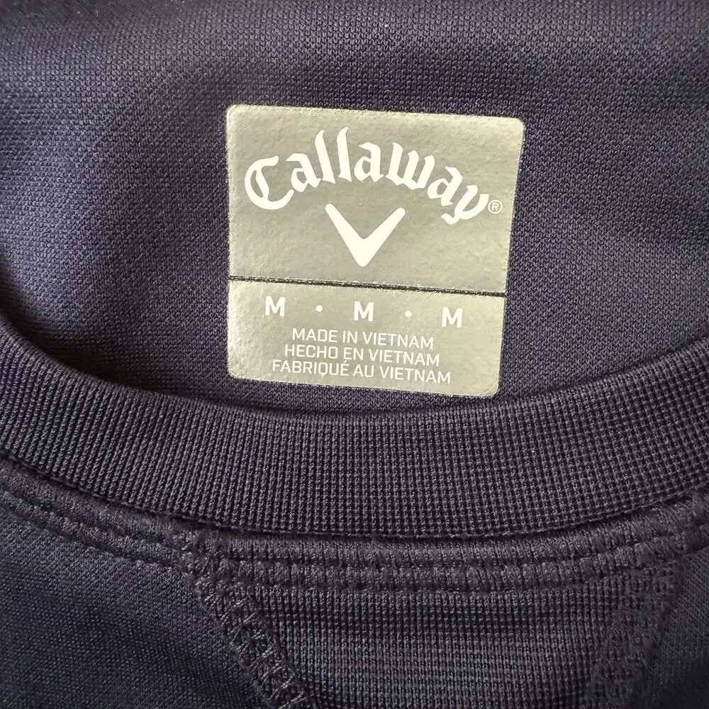Callaway Fleece Pullover Mens Medium Blue Lightweight Sweatshirt Crew Neck